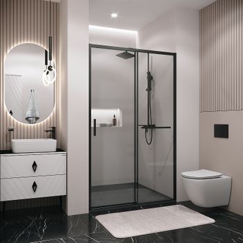 Душевая дверь Grossman Style 100 100.K33.05.100.21.00 профиль Черный матовый стекло прозрачное — фото 2, Раздвижные душевые двери