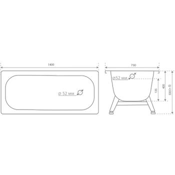 Стальная ванна ВИЗ Antica A-40901 140х70 без антискользящего покрытия — фото 4, Стальные ванны