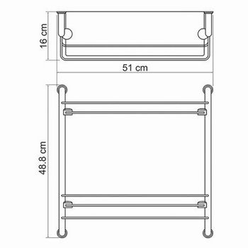 Стеклянная полка WasserKRAFT K-2022 Хром — фото 3, Полки для ванной и душа