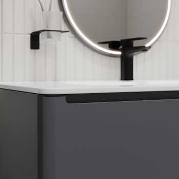 Тумба с раковиной Iddis Edifice 100 EDI10D0i95K подвесная Темно-серая — фото 9, Тумбы с раковиной