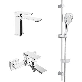 Комплект смесителей Orange Lutz M04-311cr Хром — фото 1, Готовые комплекты для ванной комнаты