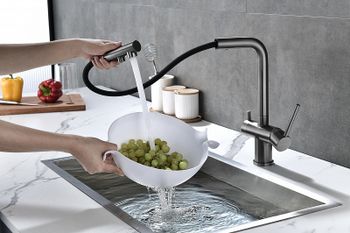 Смеситель для кухни Paulmark Serpentine Se213222-GM Вороненая сталь — фото 10, Смесители для кухни