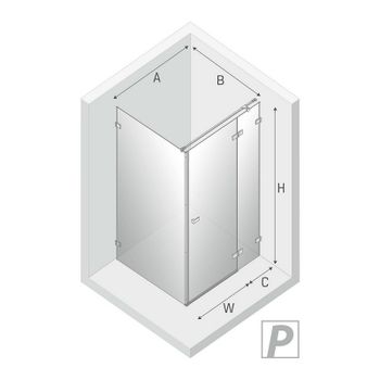 Душевой уголок New Trendy Avexa Gold 120х80 R EXK-1767 профиль Брашированное золото стекло прозрачное — фото 12, Прямоугольные душевые уголки