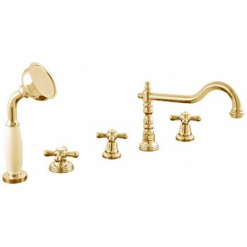 Смеситель на борт ванны Rav Slezak Morava retro MK164.5PZ Золото — фото 1, Смесители на борт ванны