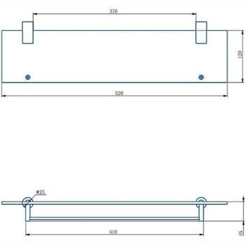 Стеклянная полка Haiba HB8407 Хром — фото 2, Полки для ванной и душа