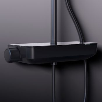 Душевая система Damixa Scandinavian Pure 936750300 с термостатом Черная матовая — фото 4, Душевые стойки