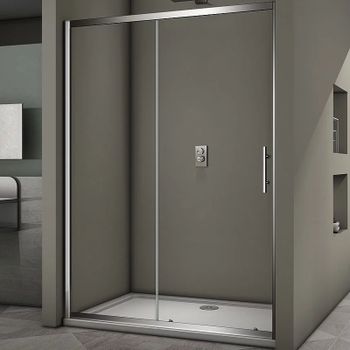 Душевая дверь Veconi Vianno VN-63 140 VN63-140-01-19C3 профиль Хром стекло прозрачное — фото 1, Раздвижные душевые двери