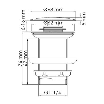 Донный клапан WasserKRAFT A245 Click-Clack Черный — фото 2, Донные клапаны
