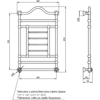Электрический полотенцесушитель Migliore Edward 107x68 L 20315 Хром — фото 2, Электрические полотенцесушители