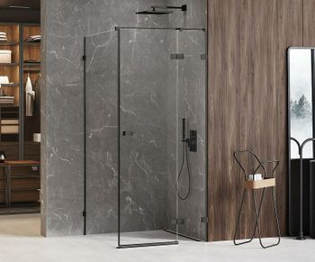 Душевой уголок New Trendy Avexa Black 110x80 R EXK-1834 профиль Черный стекло прозрачное — фото 2, Квадратные душевые уголки