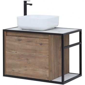 Тумба под раковину Aquanet Nova Lite Loft 75L 261658 подвесная Дуб рустикальный — фото 1, Тумбы под раковину