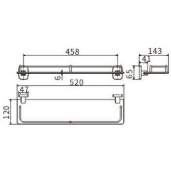 Стеклянная полка CeramaLux Cube 12611 Хром — фото 2, Полки для ванной и душа