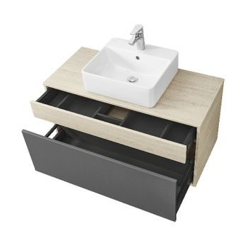 Тумба под раковину Aquaton Лофт Урбан 100 1A247701LQX60 подвесная Cерый графит Дуб орегон — фото 4, Тумбы под раковину