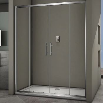 Душевая дверь Veconi Vianno VN-62 160 VN62-160-01-19C3 профиль Хром стекло прозрачное — фото 1, Раздвижные душевые двери