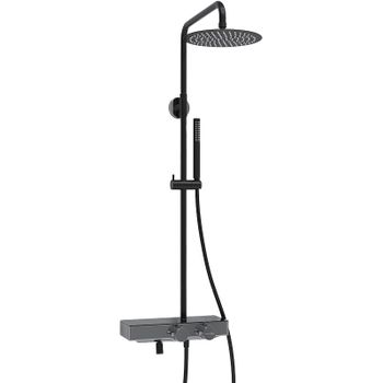 Душевая система WasserKRAFT A114.258.217.CB Thermo с термостатом Черная матовая — фото 5, Душевые стойки