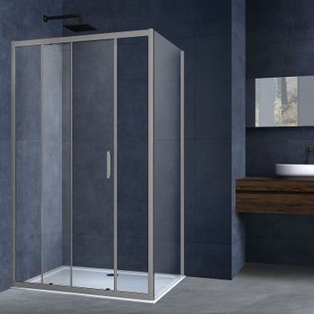 Душевой уголок Vincea Alpha 140x90 VSR-3AL9014CLGM профиль Вороненая сталь стекло прозрачное — фото 1, Прямоугольные душевые уголки