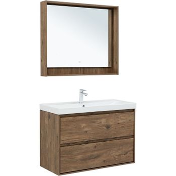 Тумба под раковину Aquanet Милан 100 336380 подвесная Дуб рустикальный — фото 10, Тумбы под раковину