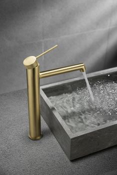 Смеситель для раковины Vincea Rim VBF-2RM2BG Брашированное золото — фото 3, Смесители для раковины