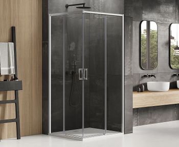 Душевой уголок New Trendy Prime Chrome 90х100 D-0296A/D-0299A профиль Хром стекло прозрачное — фото 2, Прямоугольные душевые уголки