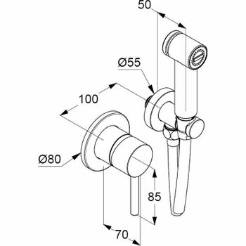 Гигиенический душ со смесителем Kludi Bozz 389980576 Хром — фото 2, Гигиенические души