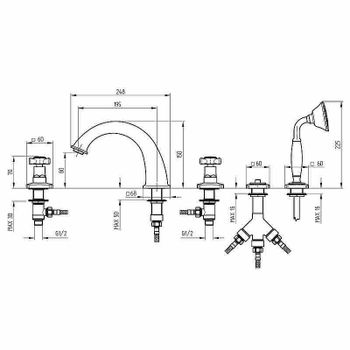 Смеситель на борт ванны Migliore Korona 28503 Золото — фото 4, Смесители на борт ванны