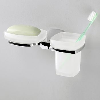 Стакан для зубных щеток с мыльницей WasserKRAFT Wern K-2526 с мыльницей Хром — фото 2, Стаканы для зубных щеток