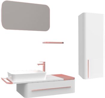 Тумба с раковиной Creavit Angel 120 AL0120.01.BBR+UL060 подвесная Белая Розовое золото — фото 3, Тумбы с раковиной