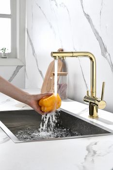 Смеситель для кухни Paulmark Serpentine Se213222-G Золото — фото 9, Смесители для кухни