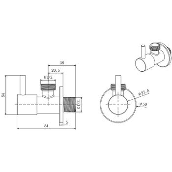 Запорный вентиль Aquatek AQ2450CR угловой Хром — фото 2, Комплектующие для душевого оборудования