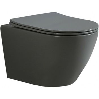 Унитаз Esbano Amapola ESUPAMAPGM подвесной Серый матовый с сиденьем Микролифт — фото 1, Подвесные унитазы