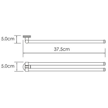 Полотенцедержатель WasserKRAFT Tauber K-64431 поворотный Никель — фото 4, Полотенцедержатели