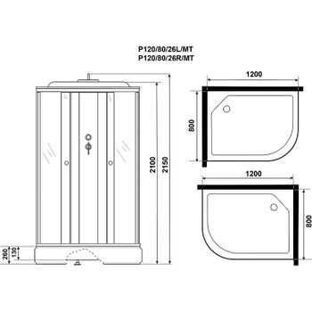 Душевая кабина Niagara Promo 120x80 L P120/80/26L/MT без гидромассажа — фото 12, Душевые кабины