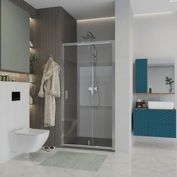 Душевая дверь Niagara Nova 100 NG-63-10A профиль Хром стекло прозрачное — фото 1, Распашные душевые двери