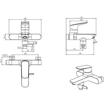 Комплект смесителей Aquatek Вега AQ1030CR Хром — фото 20, Готовые комплекты для ванной комнаты