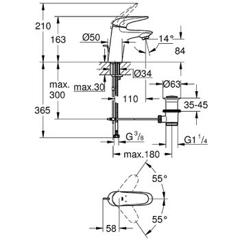 Смеситель для раковины Grohe Eurostyle 23707003 Хром — фото 7, Смесители для раковины