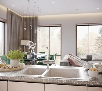 Кухонная мойка Domaci Бьелла DMC-76K GWS-76K-328 Бежевая — фото 3, Кухонные мойки