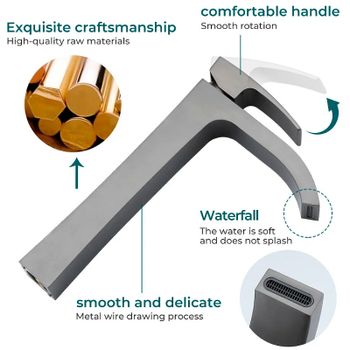 Смеситель для раковины Gappo G07-9 G1007-89 Оружейная сталь — фото 8, Смесители для раковины