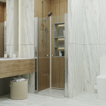 Душевая дверь Triton Дабл 90 Щ0000036861 профиль Хром стекло прозрачное — фото 2, Распашные душевые двери