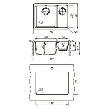 Кухонная мойка Lemark Sinara 550.2-U 9910080 Бежевая — фото 4, Кухонные мойки