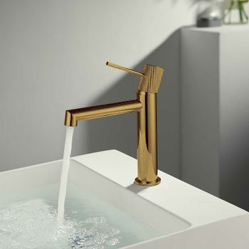 Смеситель для раковины Vincea Desire VBF-1D1BG Брашированное золото — фото 3, Смесители для раковины