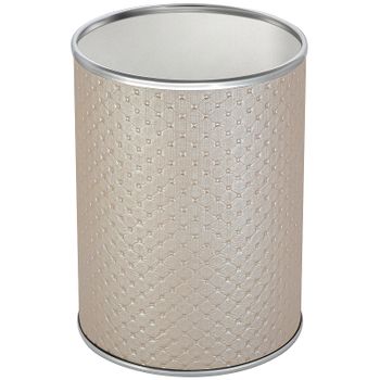 Ведро для мусора Geralis M-PLH-B Punto Бежевое, кант Хром, 3 л — фото 1, Мусорные ведра