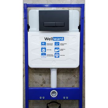 Комплект унитаза AQUAme AQM2004 с инсталляцией WellWant Standart 50 WWISI111BB с сиденьем Микролифт и Черной матовой клавишей смыва — фото 9, Комплекты унитаз + инсталляция