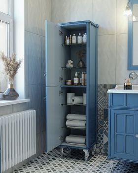 Шкаф пенал Caprigo Borgo 40 L 33450L-В136 Синий матовый — фото 2, Пеналы для ванной комнаты