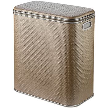 Корзина для белья Geralis PLH-M Punto Бежевая, кант Хром, малая — фото 1, Корзины для белья