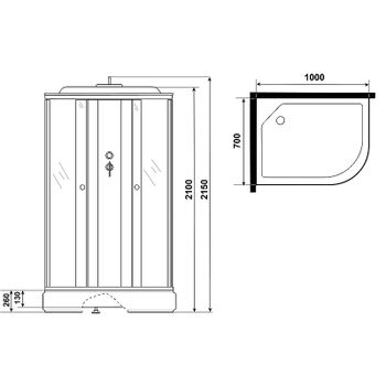 Душевая кабина Niagara Promo 100x70 L P100/70/26L/MT без гидромассажа — фото 12, Душевые кабины