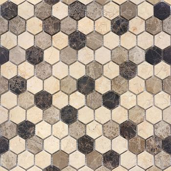 Мозаика Caramelle mosaic Pietrine Hexagonal Pietra Mix 1 MAT hex 28,5x30,5 см — фото 1, Мозаика