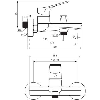 Смеситель для ванны Damixa Merkur 401000000 Хром — фото 4, Смеситель для ванны