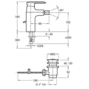 Смеситель для биде Jacob Delafon Kumin E99456-CP Хром — фото 4, Смесители для биде