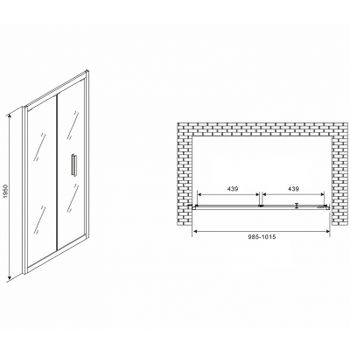 Душевая дверь Abber Sonnenstrand 100 AG07100B профиль Черный стекло прозрачное — фото 5, Складные душевые двери