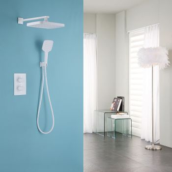 Душевая система Abber Weiss Insel AF8051W с термостатом Белая — фото 2, Встраиваемые душевые комплекты